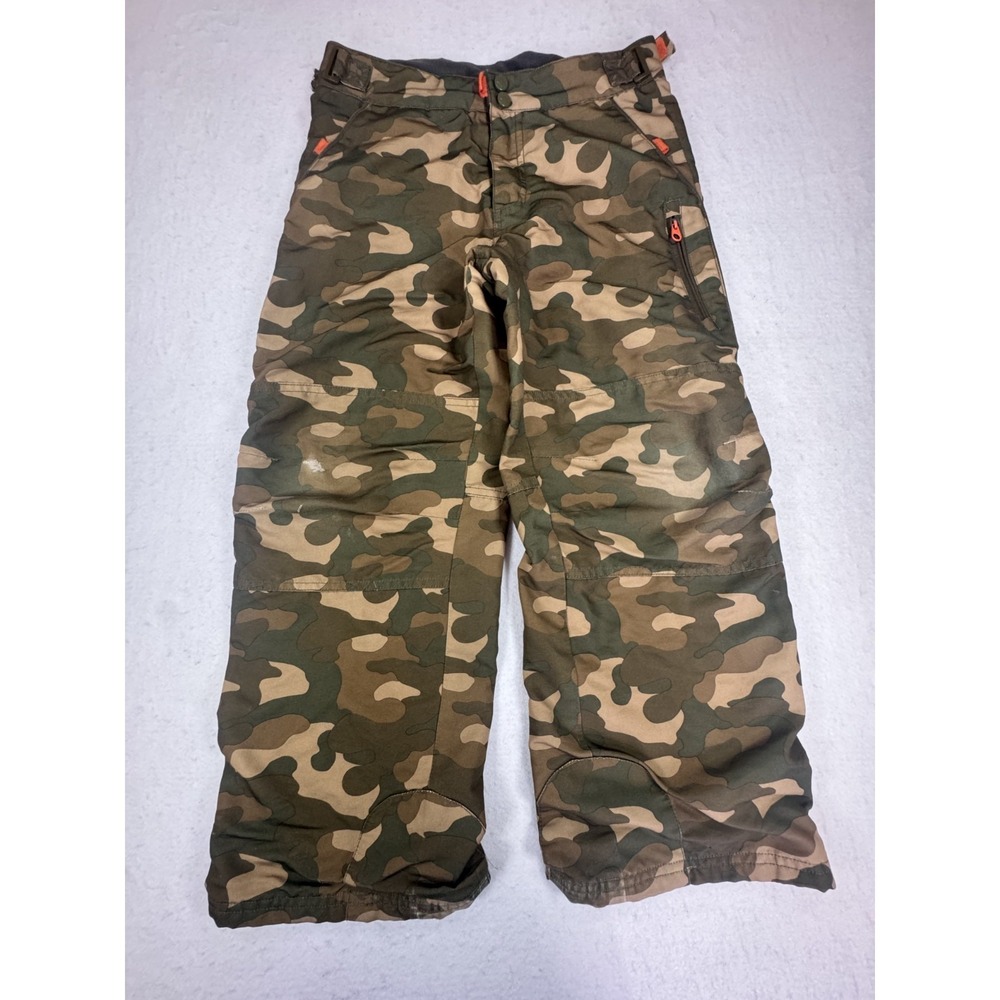 OshKosh B'gosh Snow Pants Boys 10 Green Camouflage Lined Cargo Ski Bibs Winter